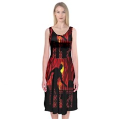 Horror Zombie Ghosts Creepy Midi Sleeveless Dress by Amaryn4rt