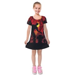 Horror Zombie Ghosts Creepy Kids  Short Sleeve Velvet Dress by Amaryn4rt