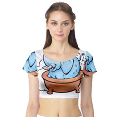 Elephant Bad Shower Short Sleeve Crop Top (tight Fit) by Amaryn4rt