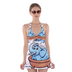 Elephant Bad Shower Halter Swimsuit Dress by Amaryn4rt