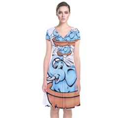 Elephant Bad Shower Short Sleeve Front Wrap Dress by Amaryn4rt