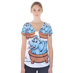 Elephant Bad Shower Short Sleeve Front Detail Top by Amaryn4rt