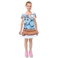 Elephant Bad Shower Kids  Short Sleeve Velvet Dress by Amaryn4rt