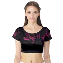 Purple Flower Pattern Design Abstract Background Short Sleeve Crop Top (tight Fit) by Amaryn4rt