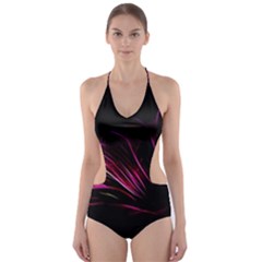 Purple Flower Pattern Design Abstract Background Cut-out One Piece Swimsuit