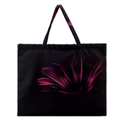 Purple Flower Pattern Design Abstract Background Zipper Large Tote Bag