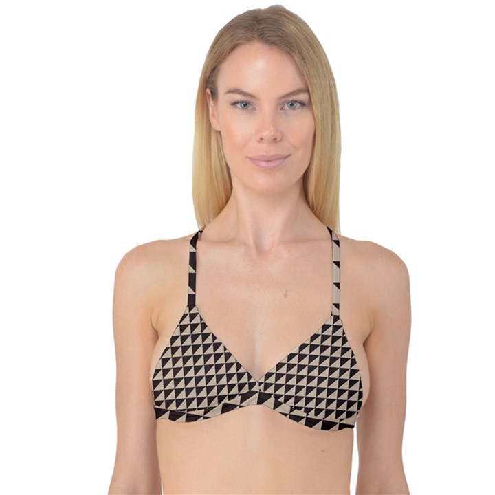 Brown Triangles Background Pattern  Reversible Tri Bikini Top