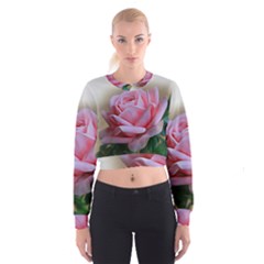 Rose Pink Flowers Pink Saturday Women s Cropped Sweatshirt by Amaryn4rt