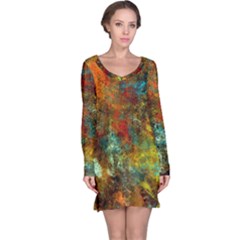 Mixed Abstract Long Sleeve Nightdress