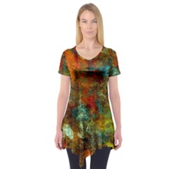 Mixed Abstract Short Sleeve Tunic  by digitaldivadesigns