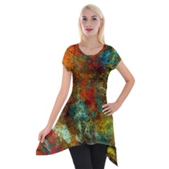 Mixed Abstract Short Sleeve Side Drop Tunic by digitaldivadesigns