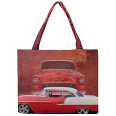 Classic Car Chevy Bel Air Dodge Red White Vintage Photography Mini Tote Bag by yoursparklingshop