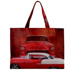 Classic Car Chevy Bel Air Dodge Red White Vintage Photography Zipper Mini Tote Bag by yoursparklingshop