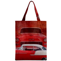 Classic Car Chevy Bel Air Dodge Red White Vintage Photography Zipper Classic Tote Bag by yoursparklingshop