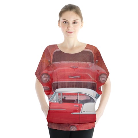 Classic Car Chevy Bel Air Dodge Red White Vintage Photography Blouse by yoursparklingshop