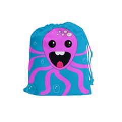 Bubble Octopus Copy Drawstring Pouches (Large) 