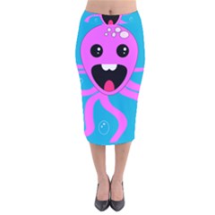 Bubble Octopus Copy Velvet Midi Pencil Skirt