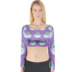 Background Floral Pattern Purple Long Sleeve Crop Top by Amaryn4rt