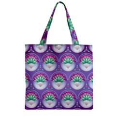 Background Floral Pattern Purple Zipper Grocery Tote Bag by Amaryn4rt