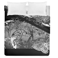 Kringel Circle Flowers Butterfly Duvet Cover Double Side (queen Size) by Amaryn4rt