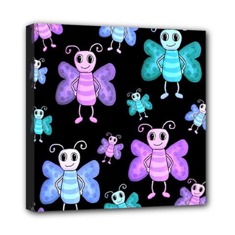 Blue And Purple Butterflies Mini Canvas 8  X 8  by Valentinaart