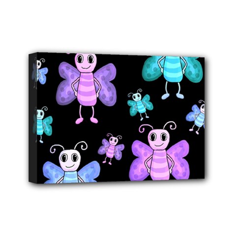 Blue And Purple Butterflies Mini Canvas 7  X 5  by Valentinaart