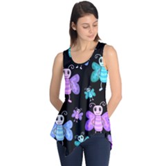 Blue And Purple Butterflies Sleeveless Tunic by Valentinaart