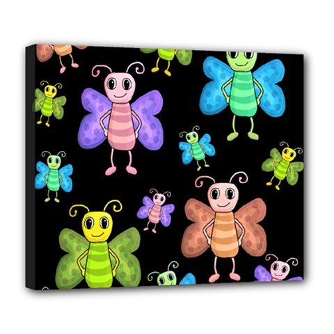 Cartoon Style Butterflies Deluxe Canvas 24  X 20   by Valentinaart