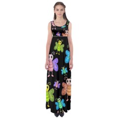 Cartoon Style Butterflies Empire Waist Maxi Dress by Valentinaart