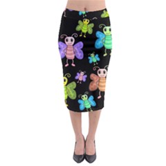 Cartoon Style Butterflies Midi Pencil Skirt by Valentinaart