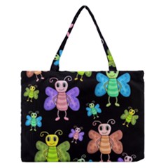 Cartoon Style Butterflies Medium Zipper Tote Bag