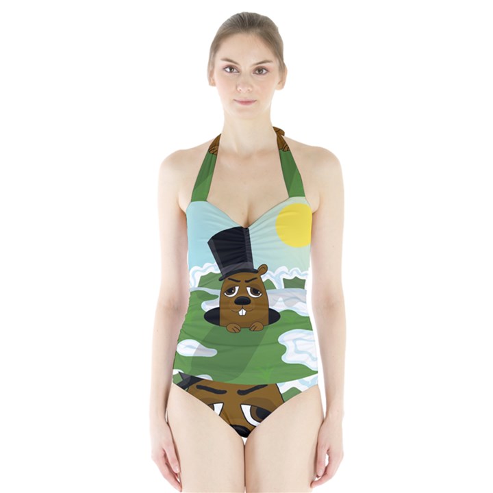 Groundhog Halter Swimsuit