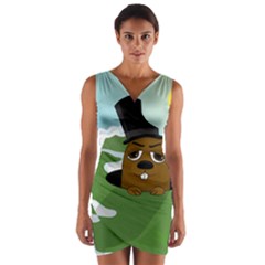 Groundhog Wrap Front Bodycon Dress by Valentinaart