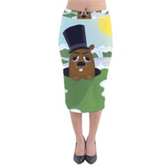 Groundhog Velvet Midi Pencil Skirt by Valentinaart