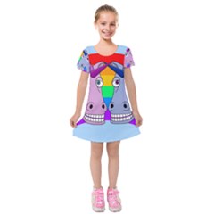 Unicorn Love Kids  Short Sleeve Velvet Dress by Valentinaart