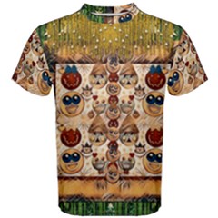 Festive Cartoons In Star Fall Men s Cotton Tee