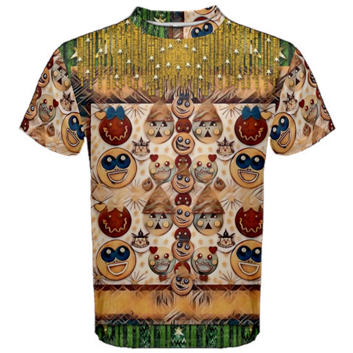 Festive Cartoons In Star Fall Men s Cotton Tee