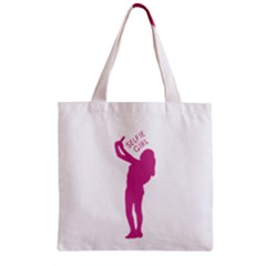 Selfie Girl Graphic Zipper Grocery Tote Bag by dflcprints