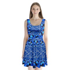 Network Connection Structure Knot Split Back Mini Dress 