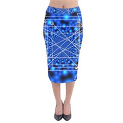 Network Connection Structure Knot Velvet Midi Pencil Skirt