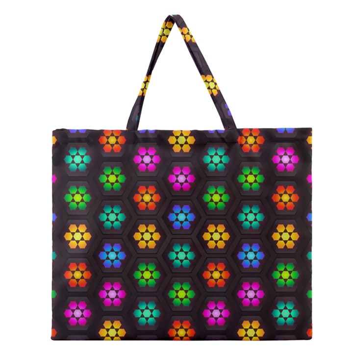 Pattern Background Colorful Design Zipper Large Tote Bag