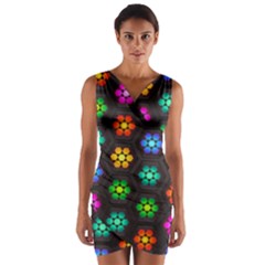 Pattern Background Colorful Design Wrap Front Bodycon Dress