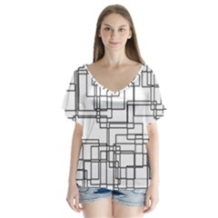 Structure Pattern Network Flutter Sleeve Top