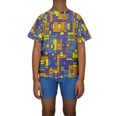 Square Background Background Texture Kids  Short Sleeve Swimwear