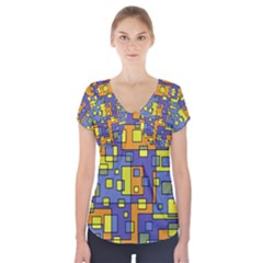 Square Background Background Texture Short Sleeve Front Detail Top