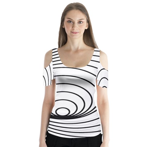 Spiral Eddy Route Symbol Bent Butterfly Sleeve Cutout Tee  by Amaryn4rt