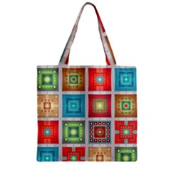 Tiles Pattern Background Colorful Zipper Grocery Tote Bag