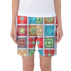 Tiles Pattern Background Colorful Women s Basketball Shorts