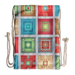 Tiles Pattern Background Colorful Drawstring Bag (large)