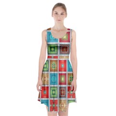 Tiles Pattern Background Colorful Racerback Midi Dress